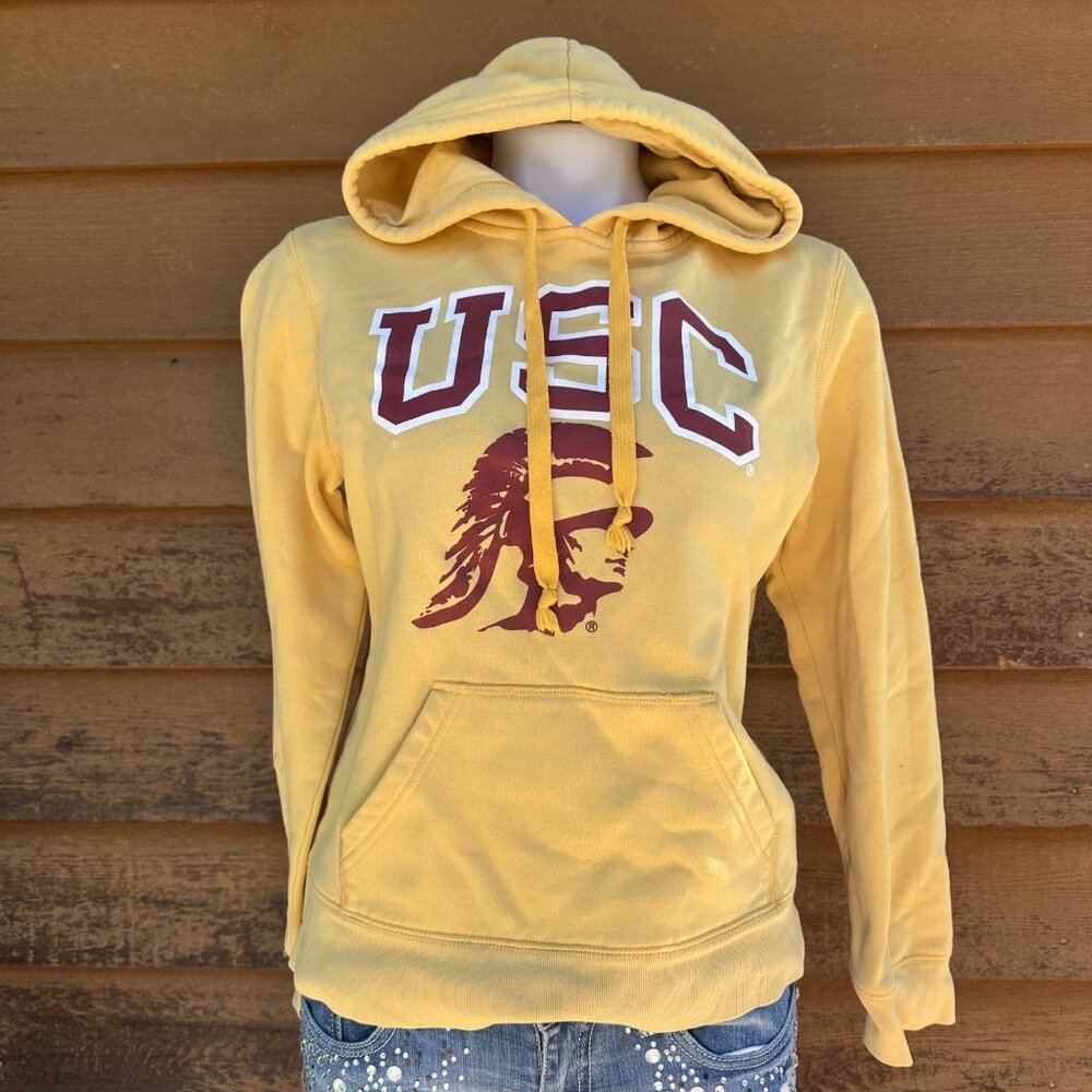 Jones & Mitchell Womens Yellow USC Hoodie With Trojan Logo Medium Cotton Blend